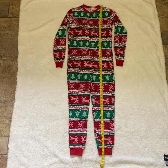 Fammy Jammies Youth Large 14 One Piece Holiday Pajamas Naughty Nice I Tried - Picture 2 of 8